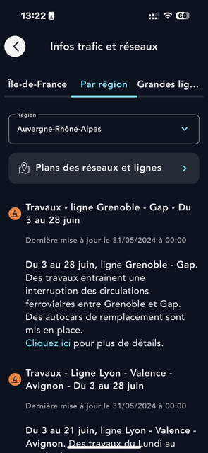 Trafic régional et national